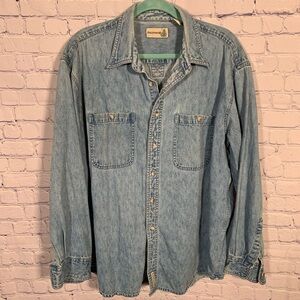 FieldMaster Mens VTG Denim Button down Shirt Blue Size XL Western Outdoor Grunge